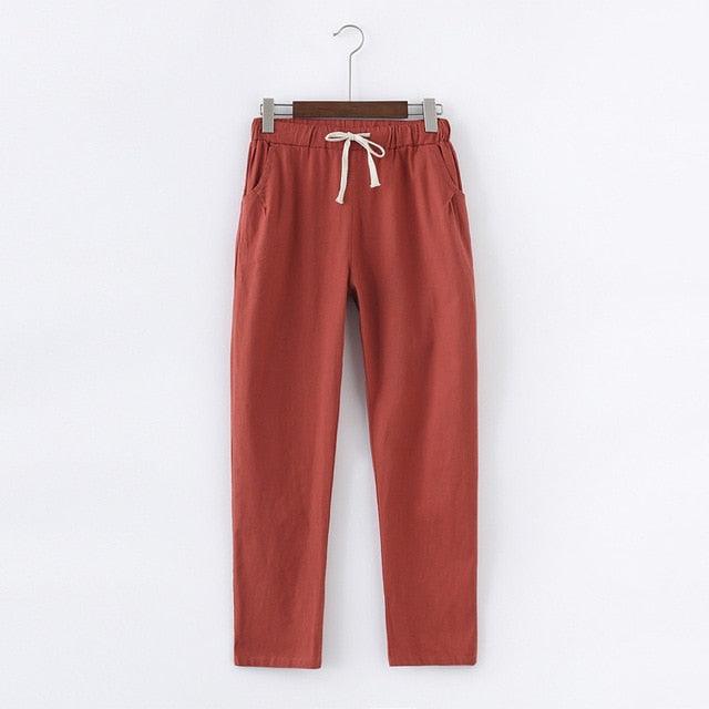 Cotton Linen Sweatpants Harem Trousers