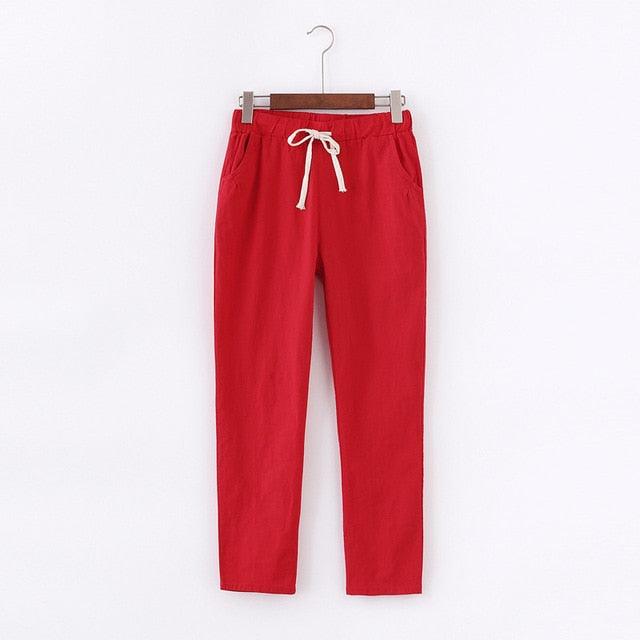 Cotton Linen Sweatpants Harem Trousers