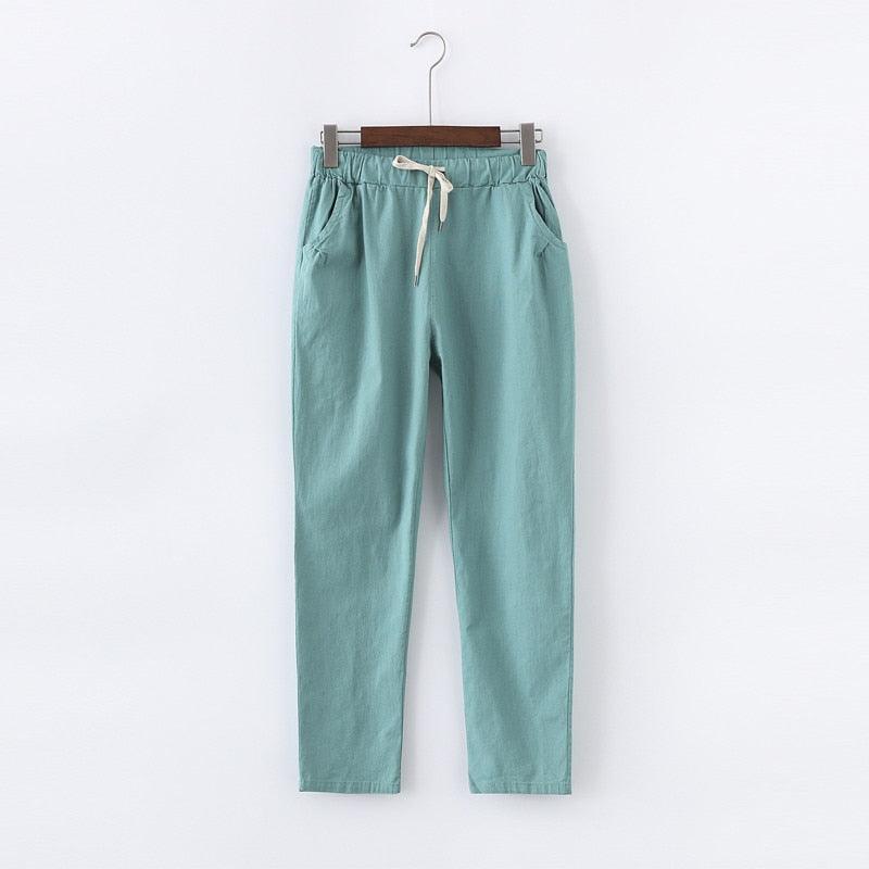 Cotton Linen Sweatpants Harem Trousers