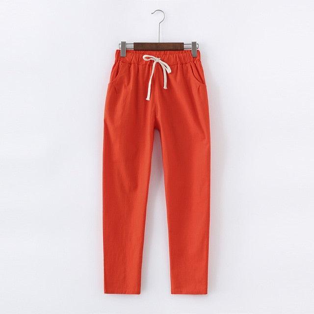 Cotton Linen Sweatpants Harem Trousers