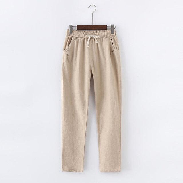 Cotton Linen Sweatpants Harem Trousers