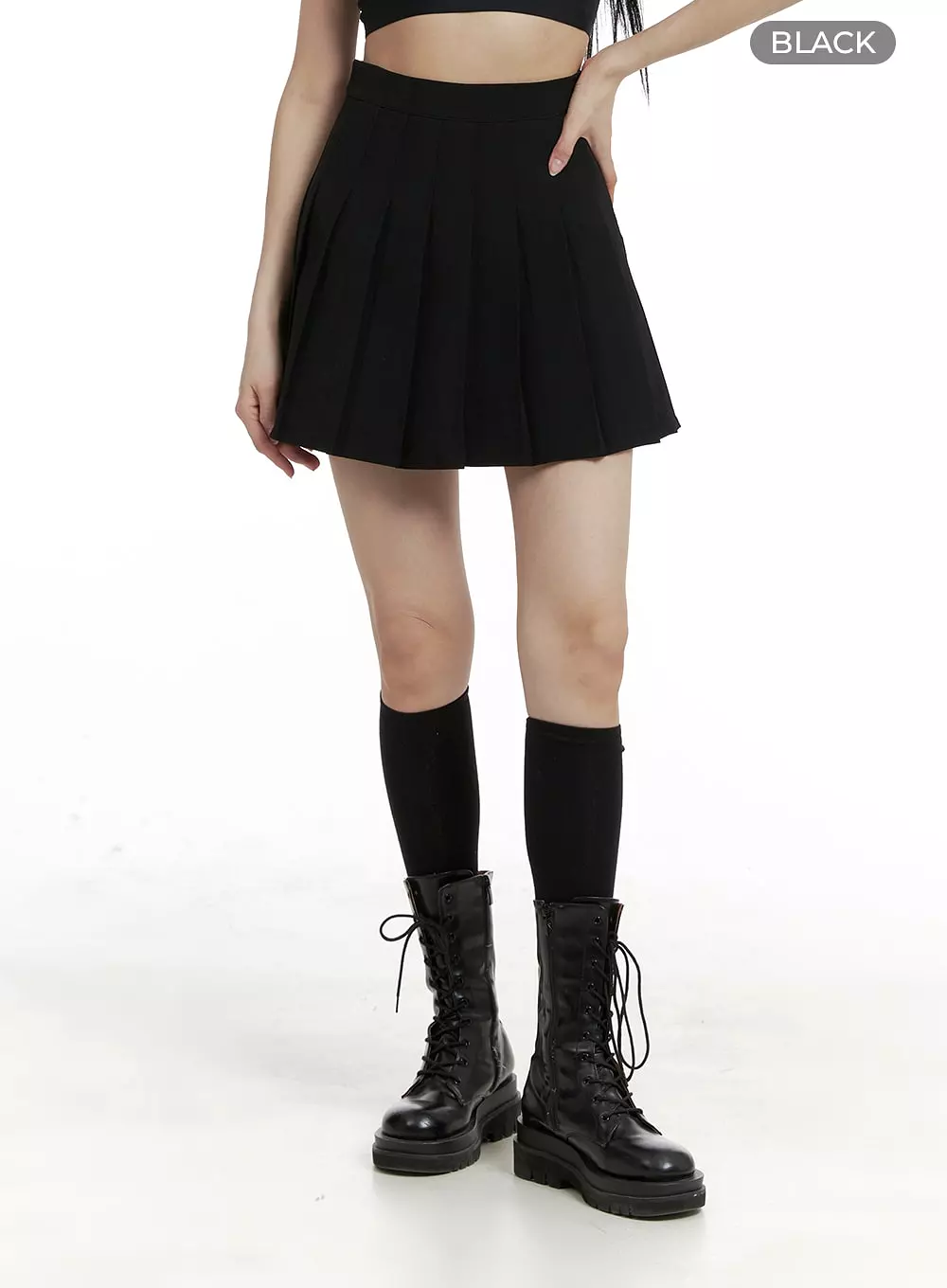 Cotton Pleated Mini Skirt - OM426