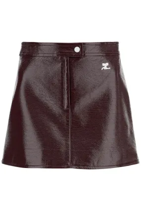 Red Courreges Vinyl Effect Mini Skirt