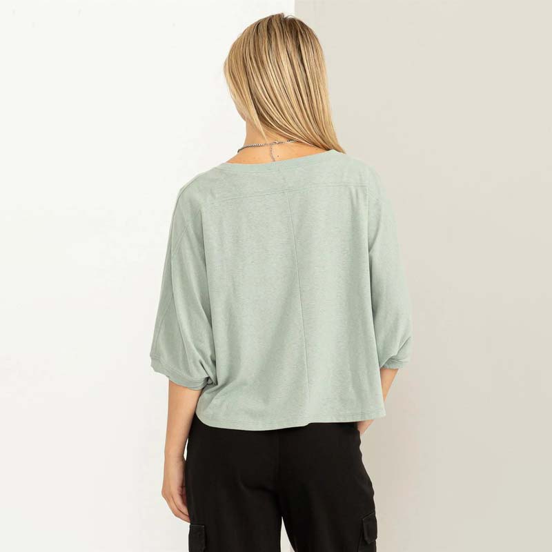 Cropped Basic Tee, Oversized Drop Shoulder Fit