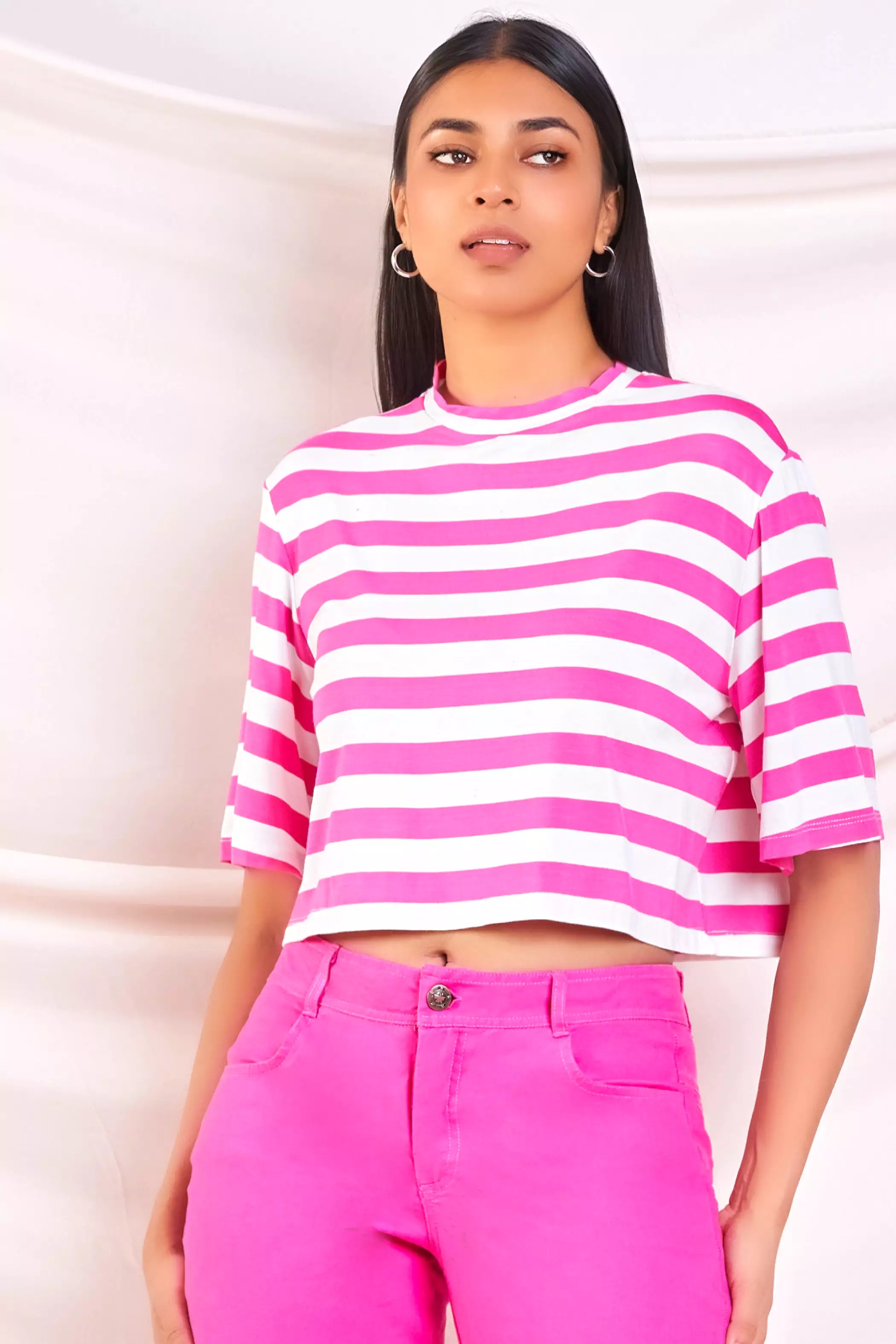 Cropped Stripe T-Shirt