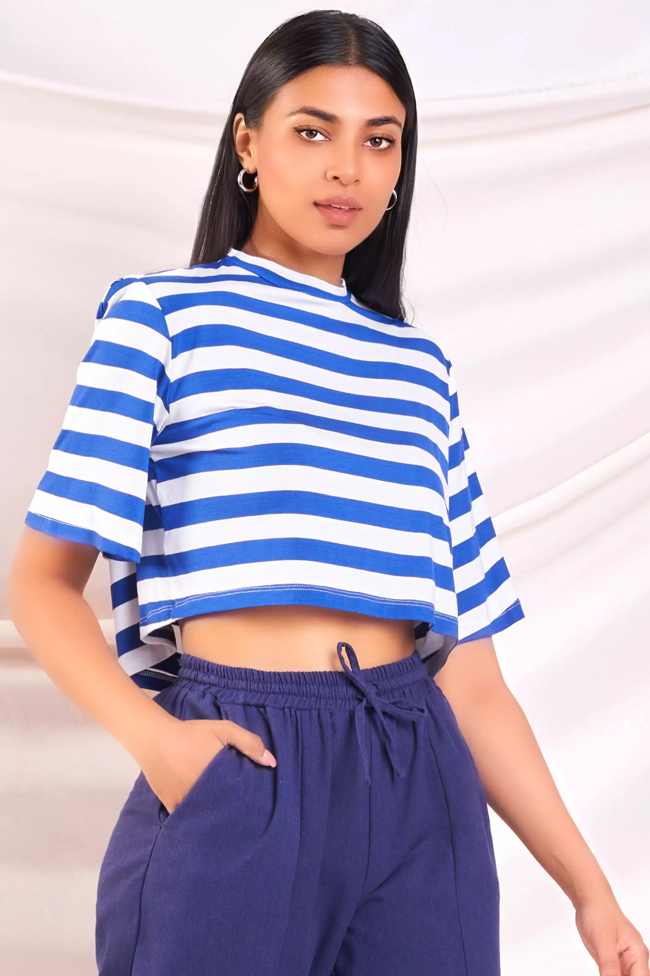 Cropped Stripe T-Shirt