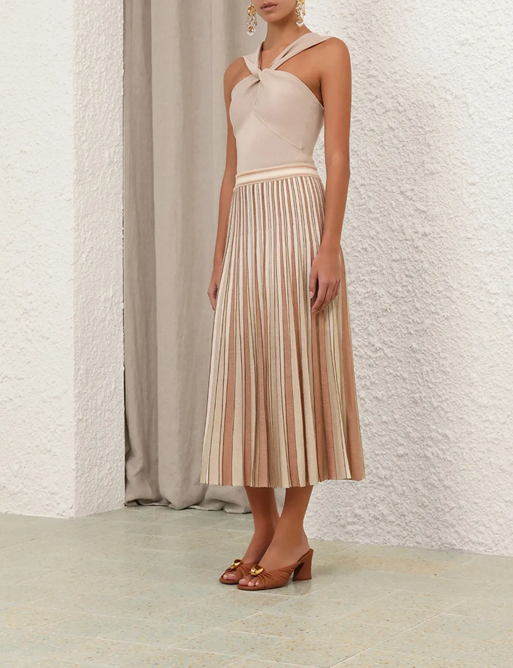 Shimmer Metallic Striped Skirt