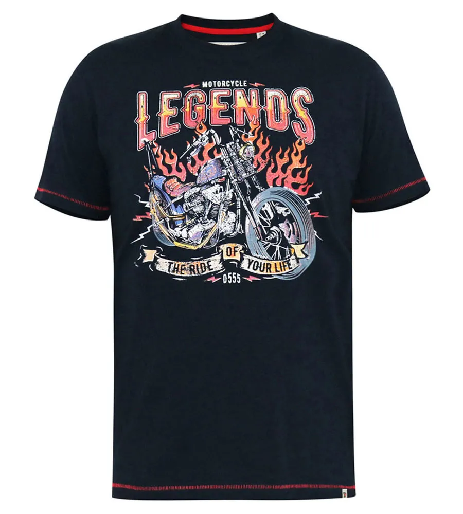 Big Mens Legends Motorbike Printed T-Shirt (JAGGER) by D555