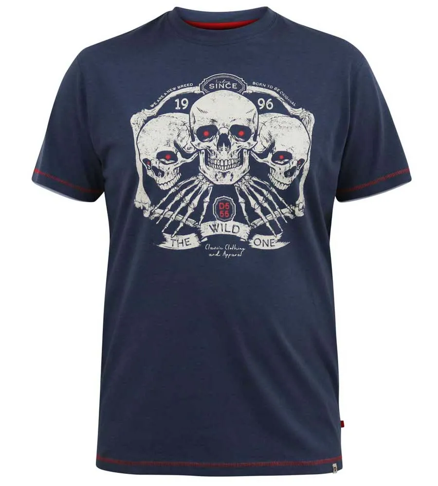 Plus Size Men Trio of Skulls Print T-Shirt by D555