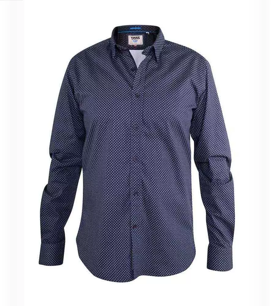 Men's Long Sleeve Printed Shirt with Concealed Button Down Collar (BARKER)