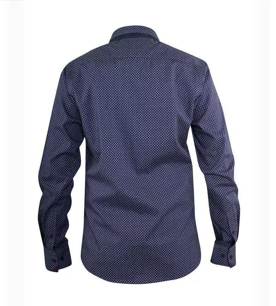 Men's Long Sleeve Printed Shirt with Concealed Button Down Collar (BARKER)