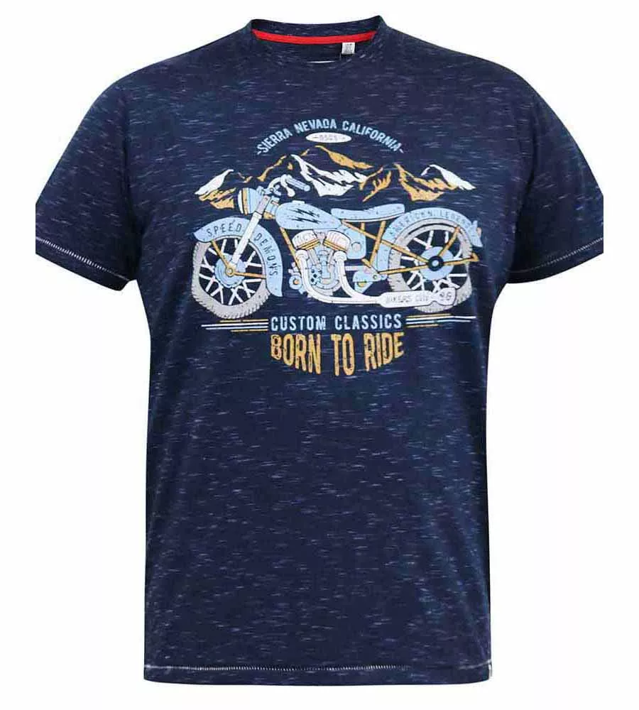 Motorbike Printed T-Shirt in Navy for Men