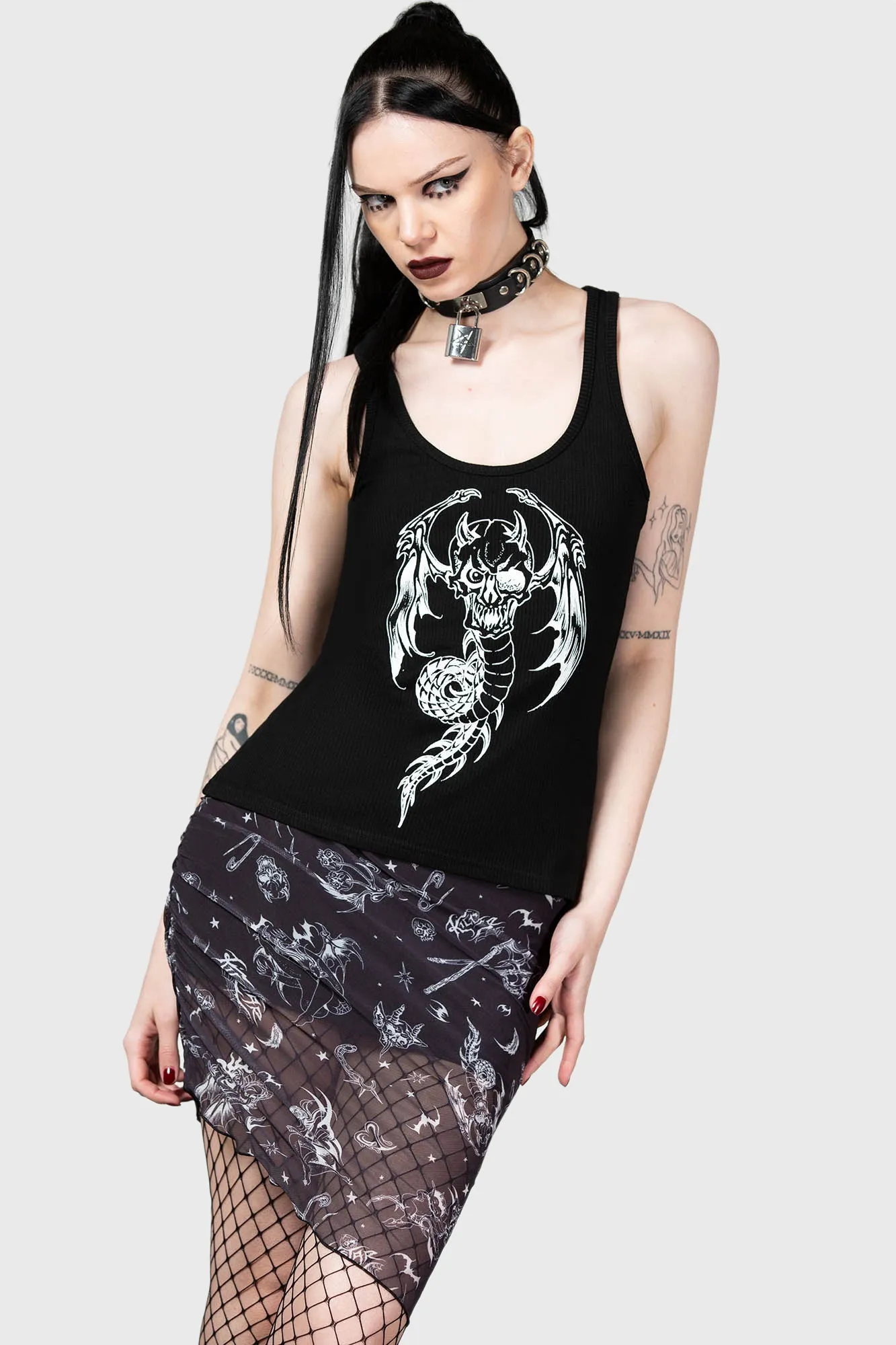 Skull Print Mini Skirt