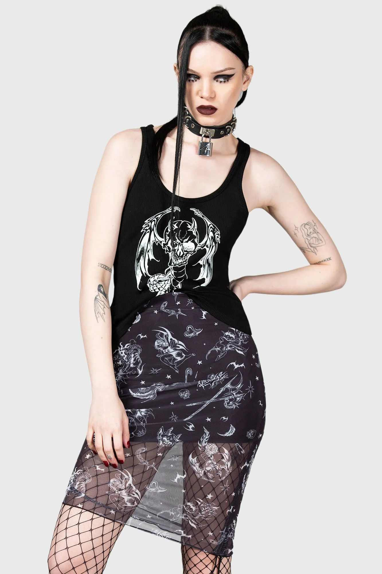 Skull Print Mini Skirt