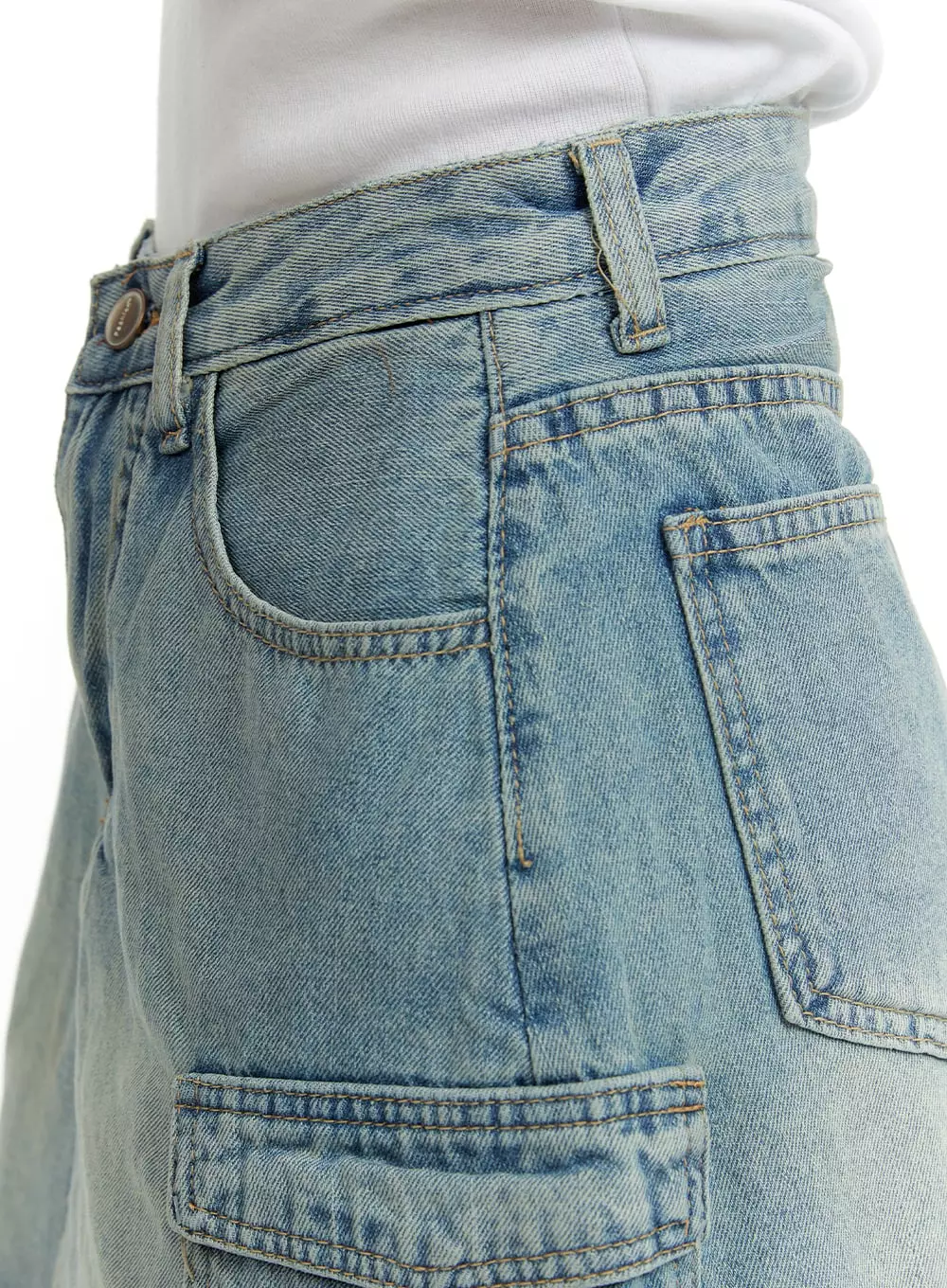 Denim Cargo Mini Skirt