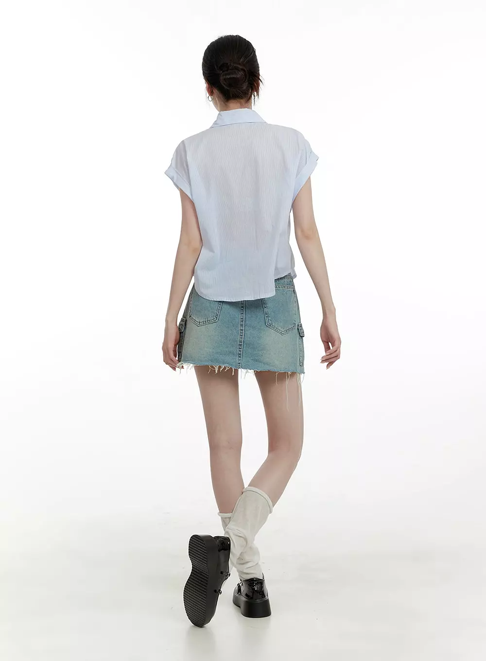 Denim Cargo Mini Skirt