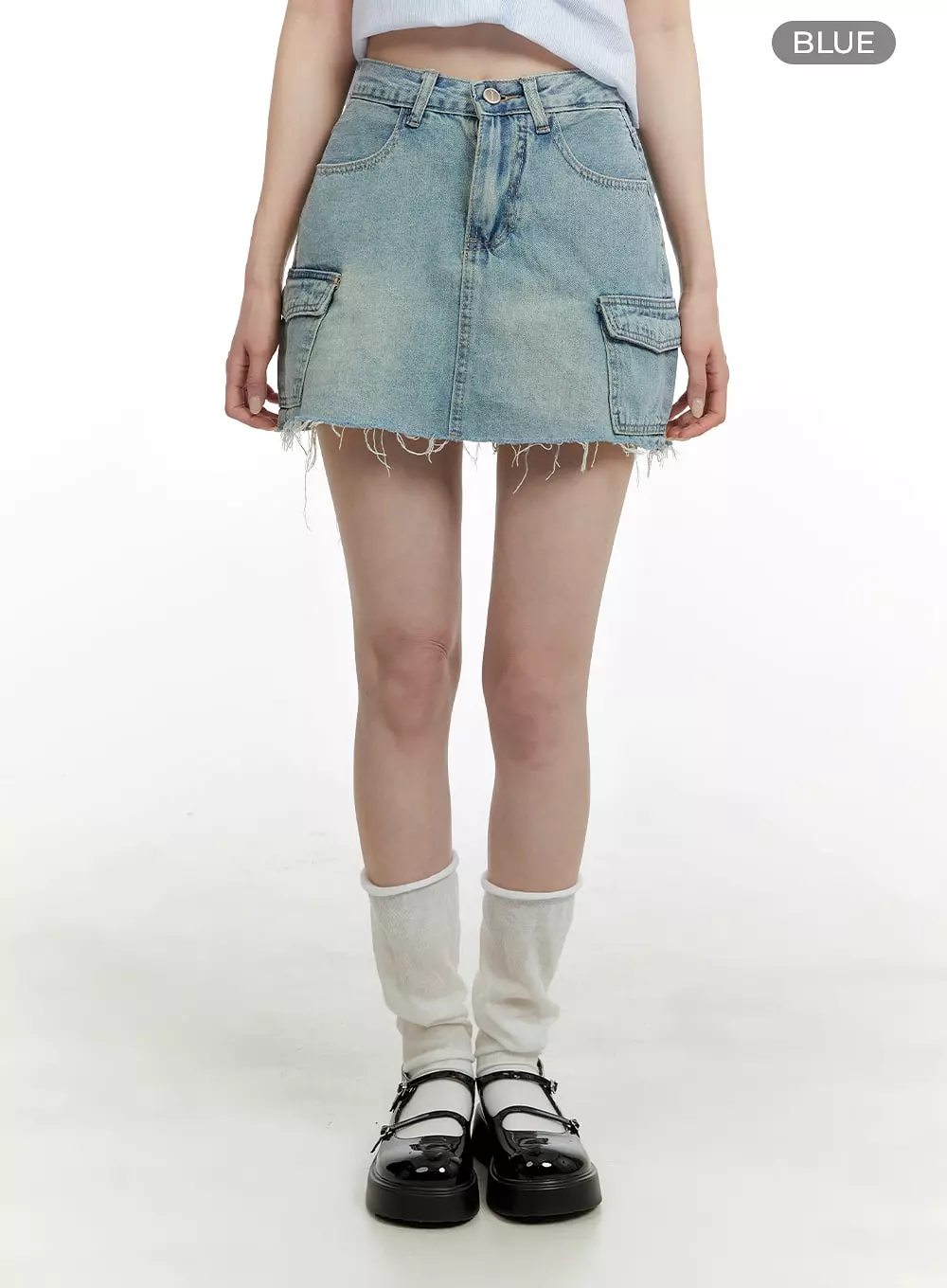 Denim Cargo Mini Skirt