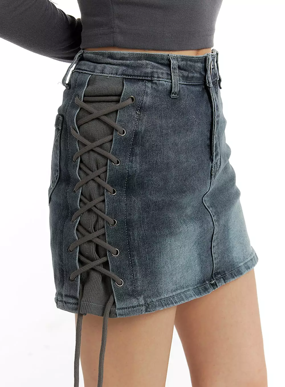 Denim Mini Skirt with Leg Warmers, IM405