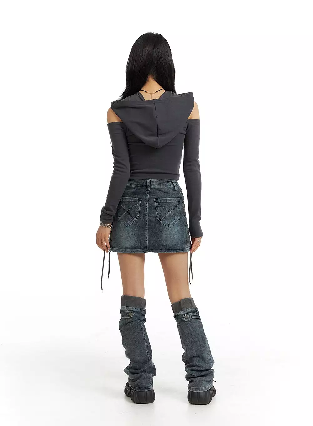 Denim Mini Skirt with Leg Warmers, IM405