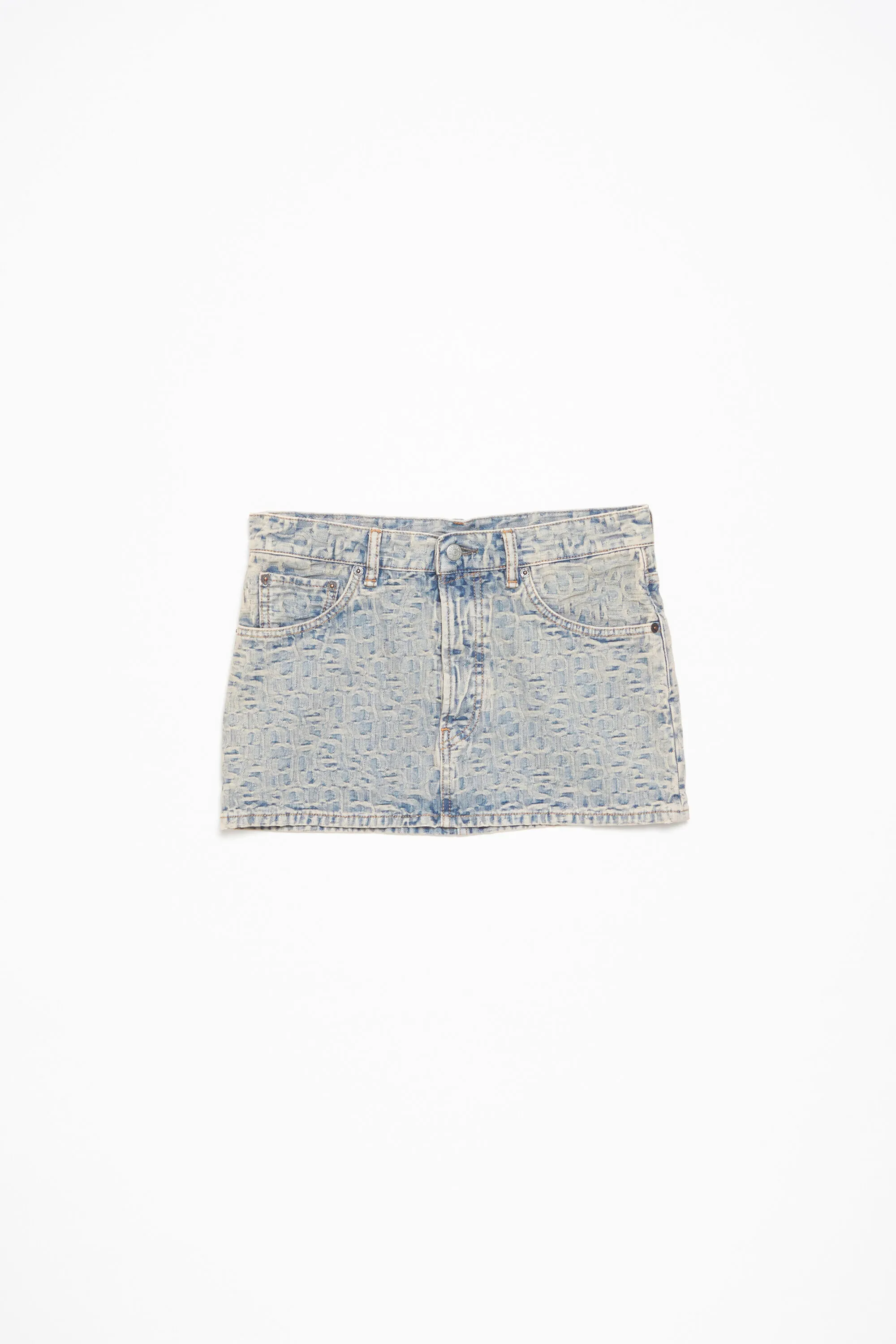 Denim Mini Skirt with Monogram Design