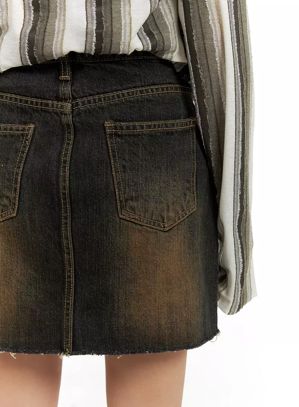 Destroyed Hem Denim Mini Skirt - CM427 - Shop Now!