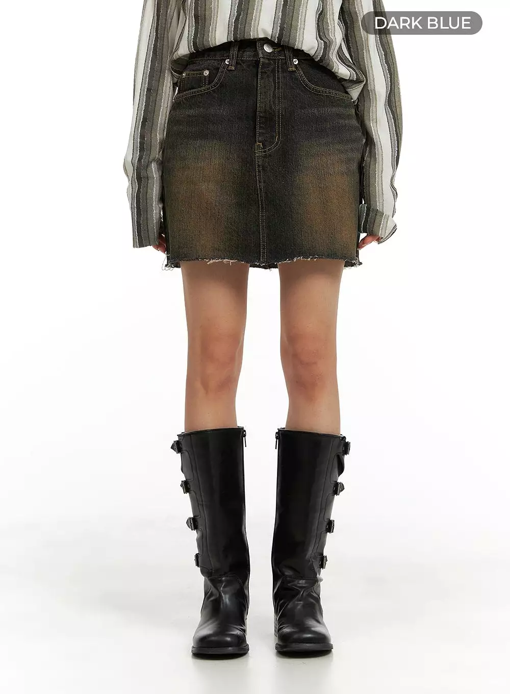 Destroyed Hem Denim Mini Skirt - CM427 - Shop Now!