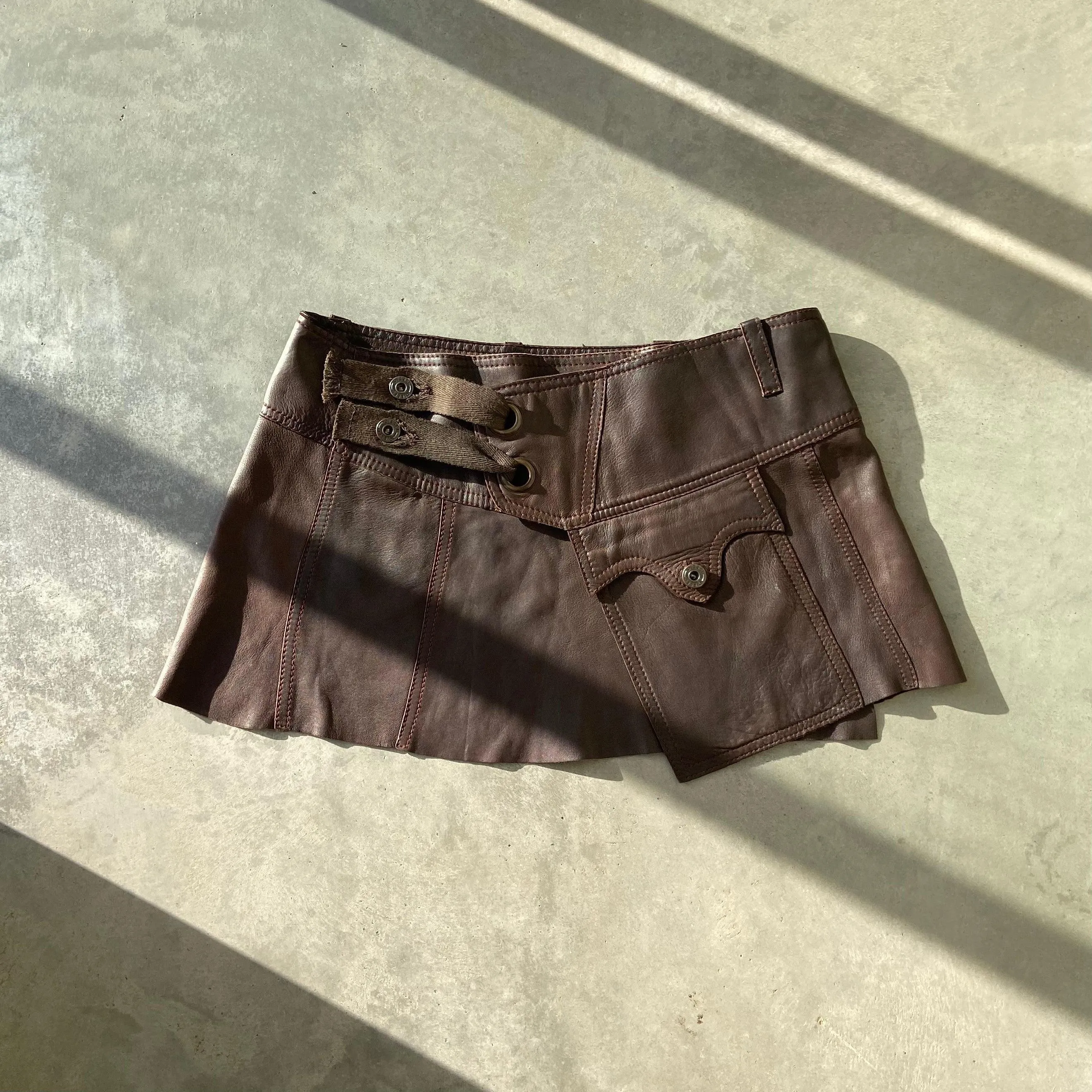 DIESEL Leather Wrap Mini Skirt in S size