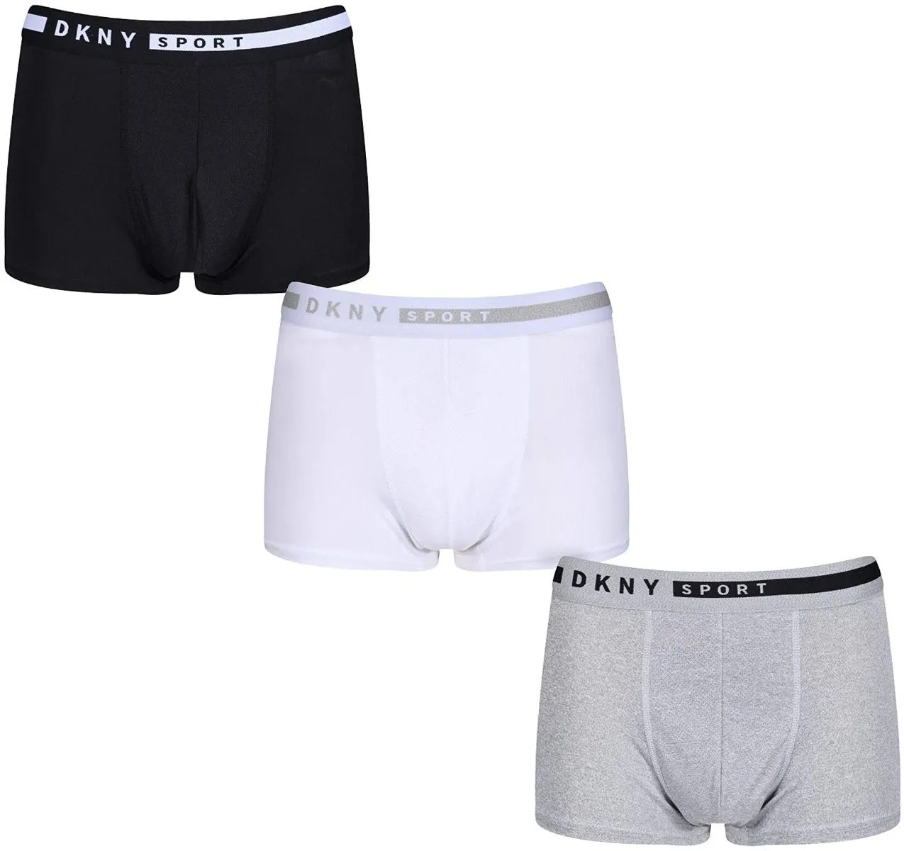 DKNY Trenton 3-Pack Trunks in Black, White, and Grey