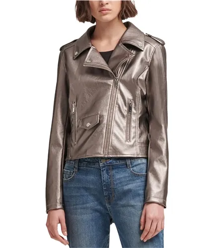 DKNY Women's Metallic Moto Jacket