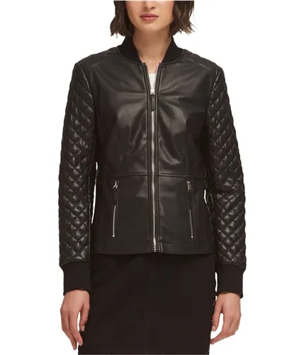 DKNY Women's Quilted Faux Leather Jacket