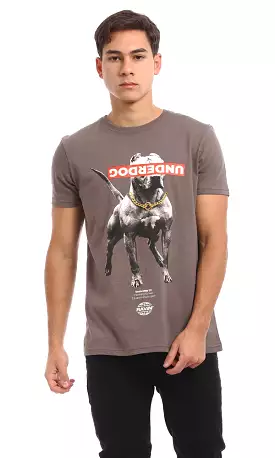 Dog Cotton T-Shirt - Dark Grey Slip On 96807 Printed