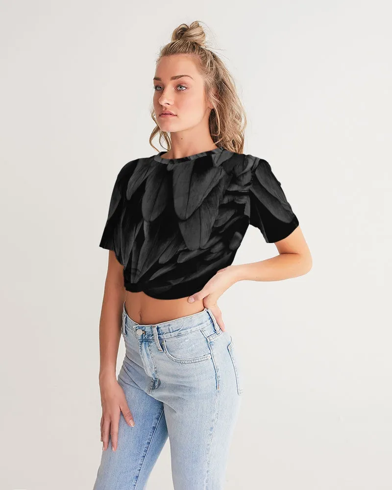 THE BLACK SWAN Women's Twist-Front Cropped Tee - DOLLY SWAN LAKE