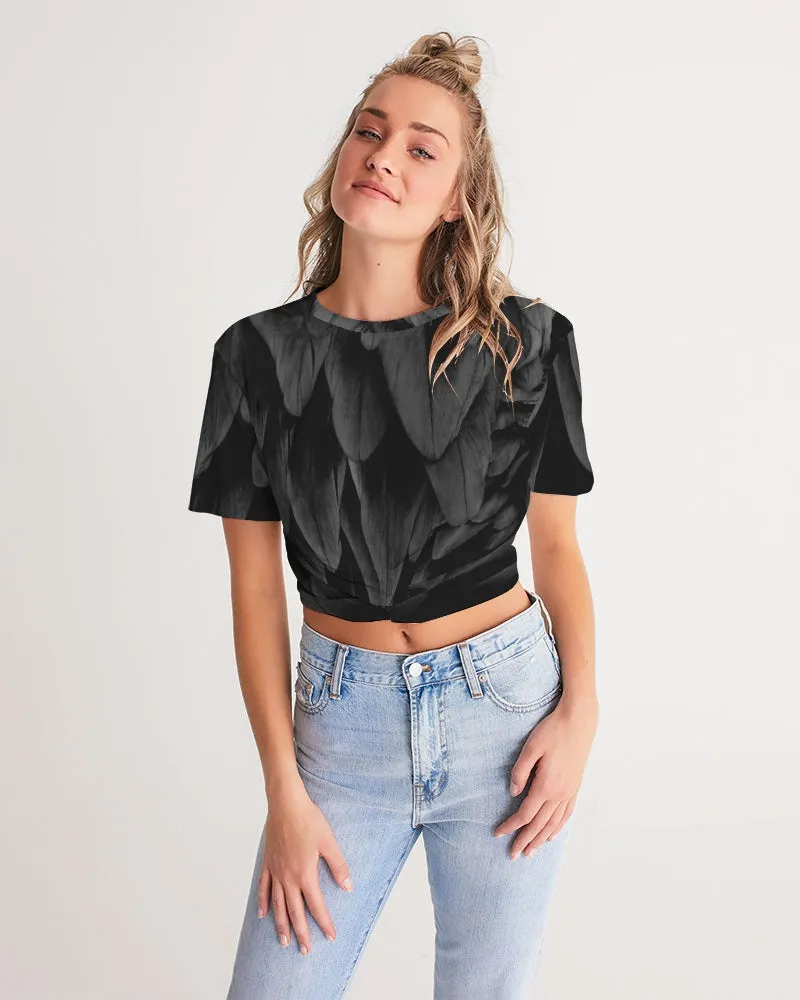 THE BLACK SWAN Women's Twist-Front Cropped Tee - DOLLY SWAN LAKE