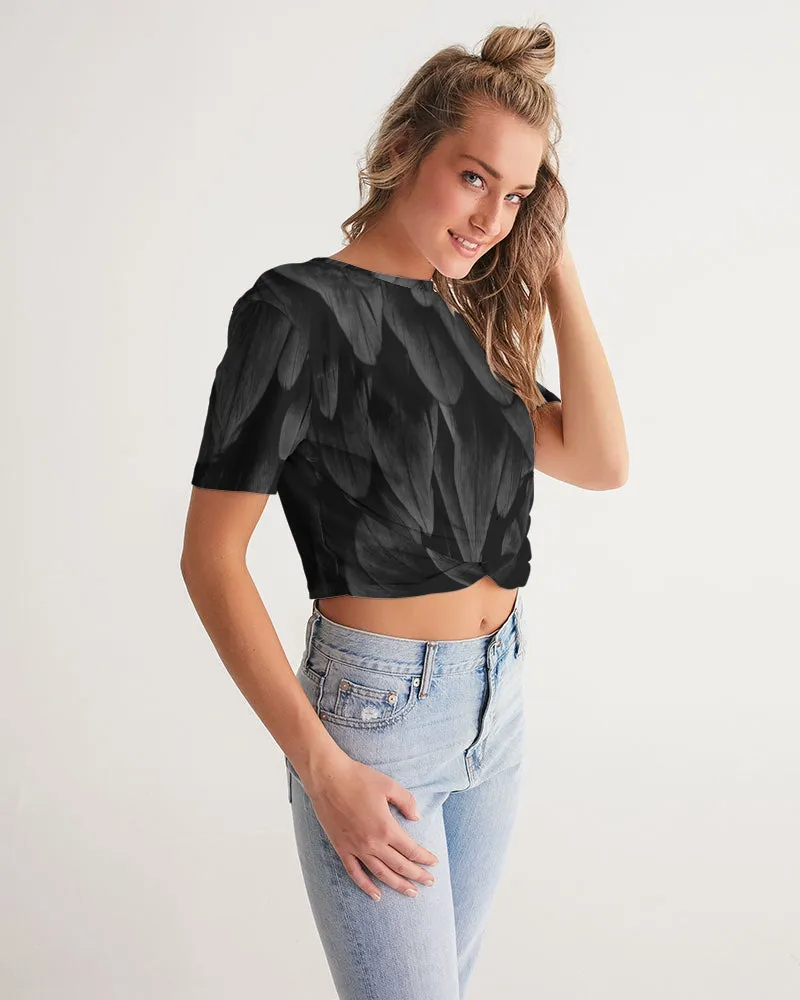 THE BLACK SWAN Women's Twist-Front Cropped Tee - DOLLY SWAN LAKE