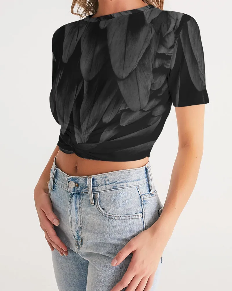 THE BLACK SWAN Women's Twist-Front Cropped Tee - DOLLY SWAN LAKE