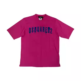 Dsquared2 Pink Drip Logo Oversized Tee