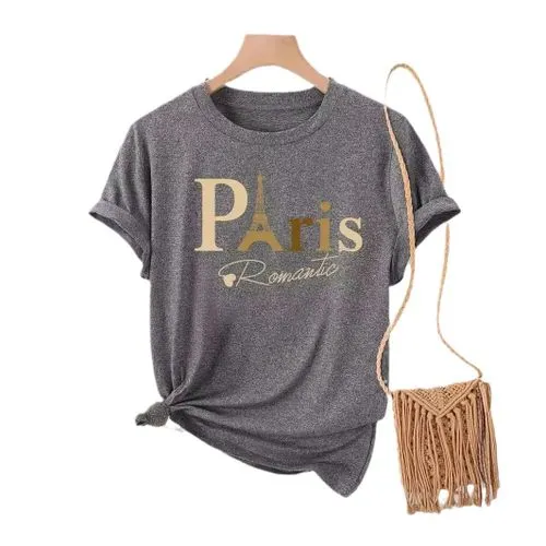 Eiffel Tower Letter Women's Short Sleeve Casual T-Shirt