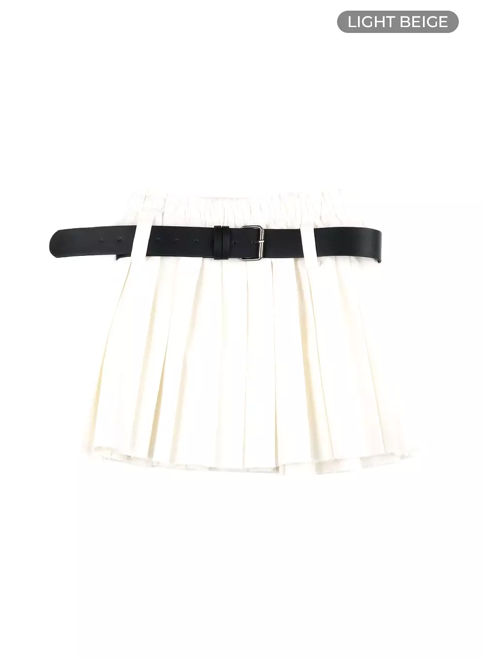 Elastic Waist Pleated Mini Skirt with Belt - CA411