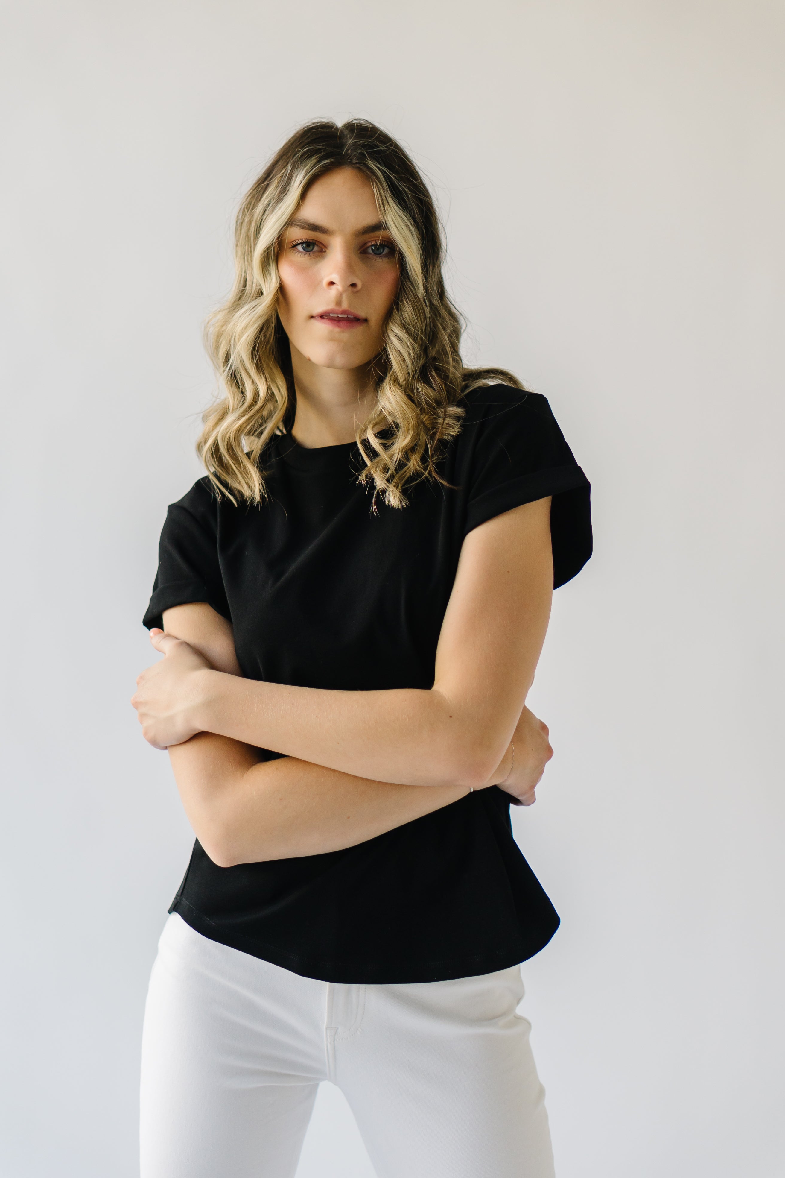 Ellington Black Cuffed Sleeve Tee.