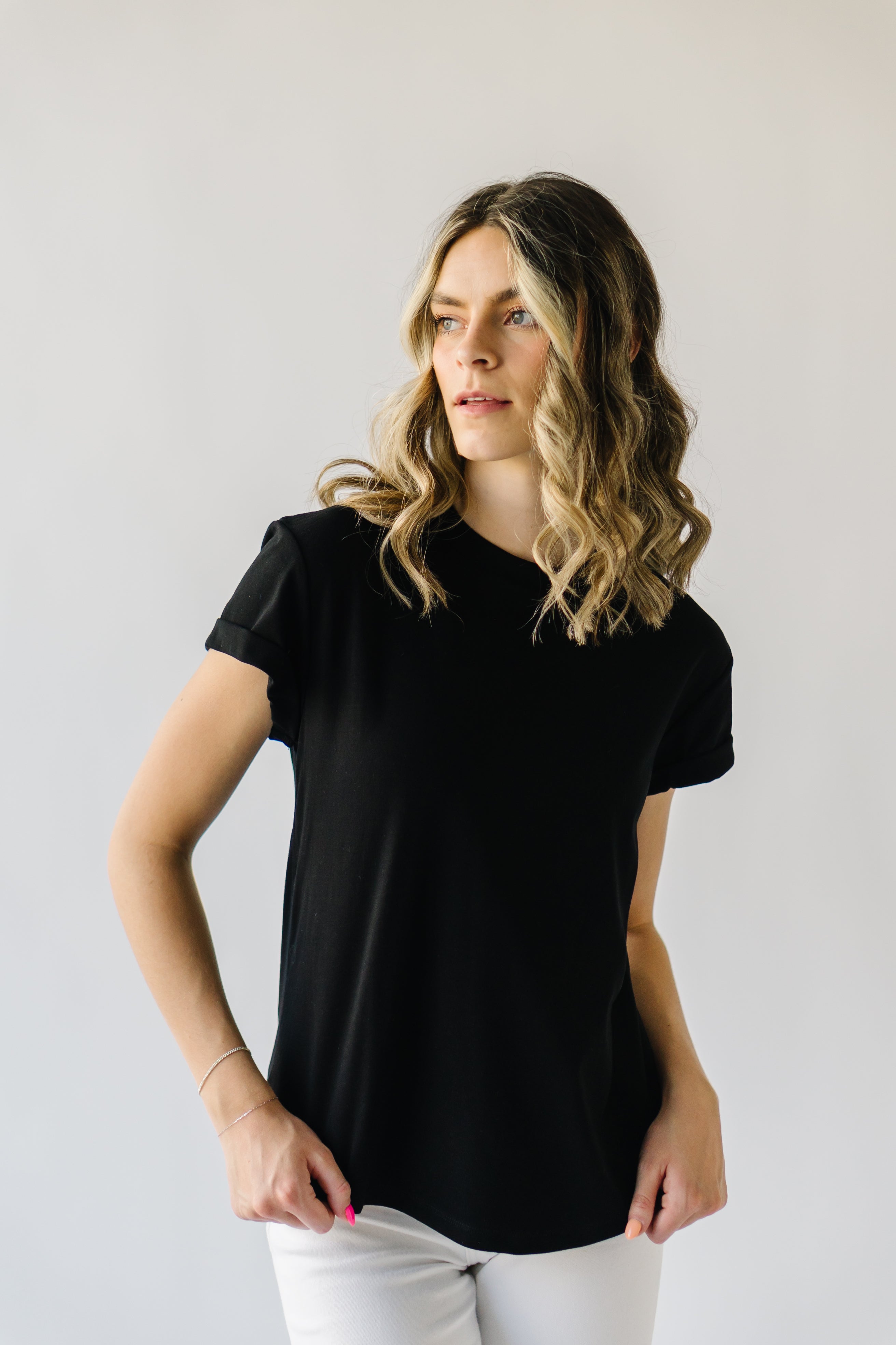 Ellington Black Cuffed Sleeve Tee.