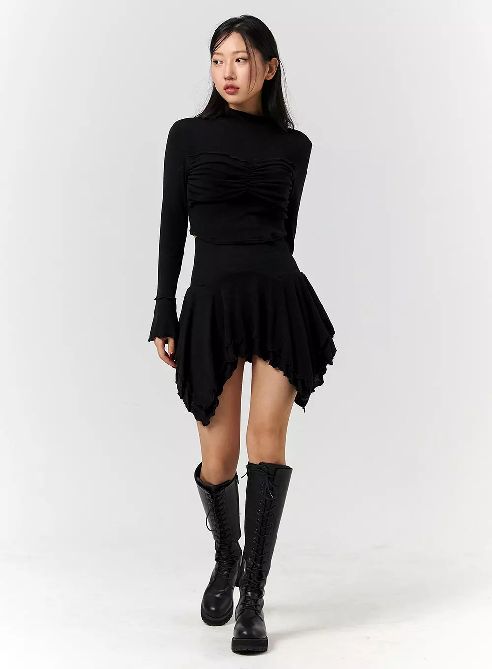 Enchanted Asymmetrical Flowy Mini Skirt CD328