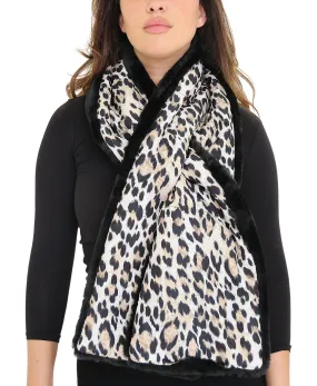 Faux Fur Leopard Print Pull Thru Scarf