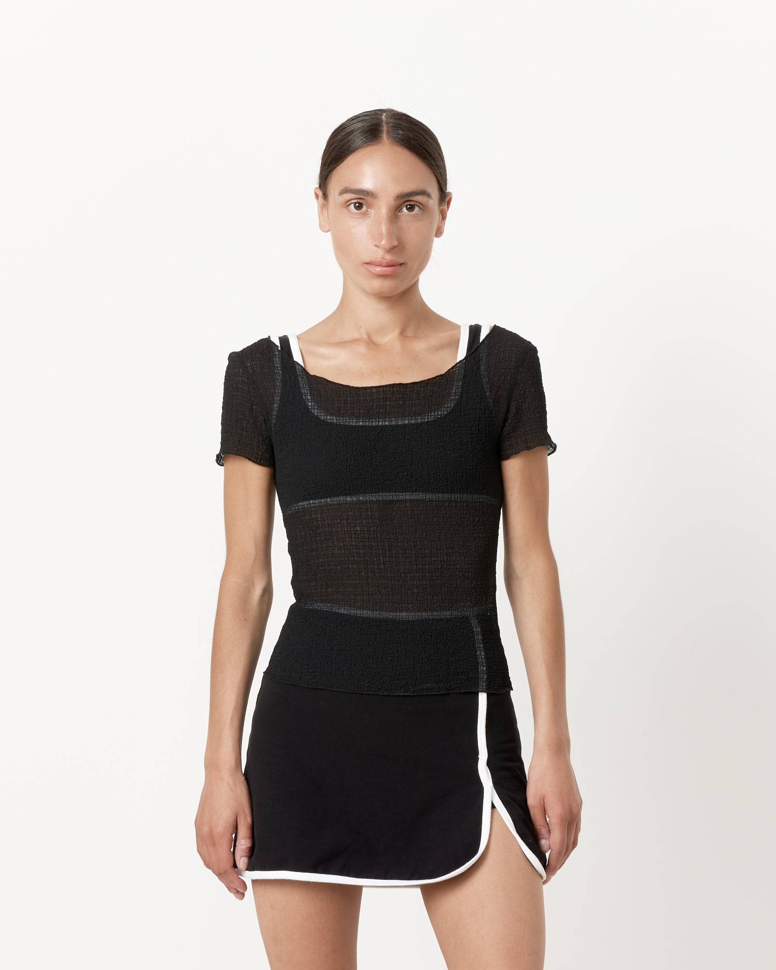 Fresa Tee in Black - Crinkle Fabric