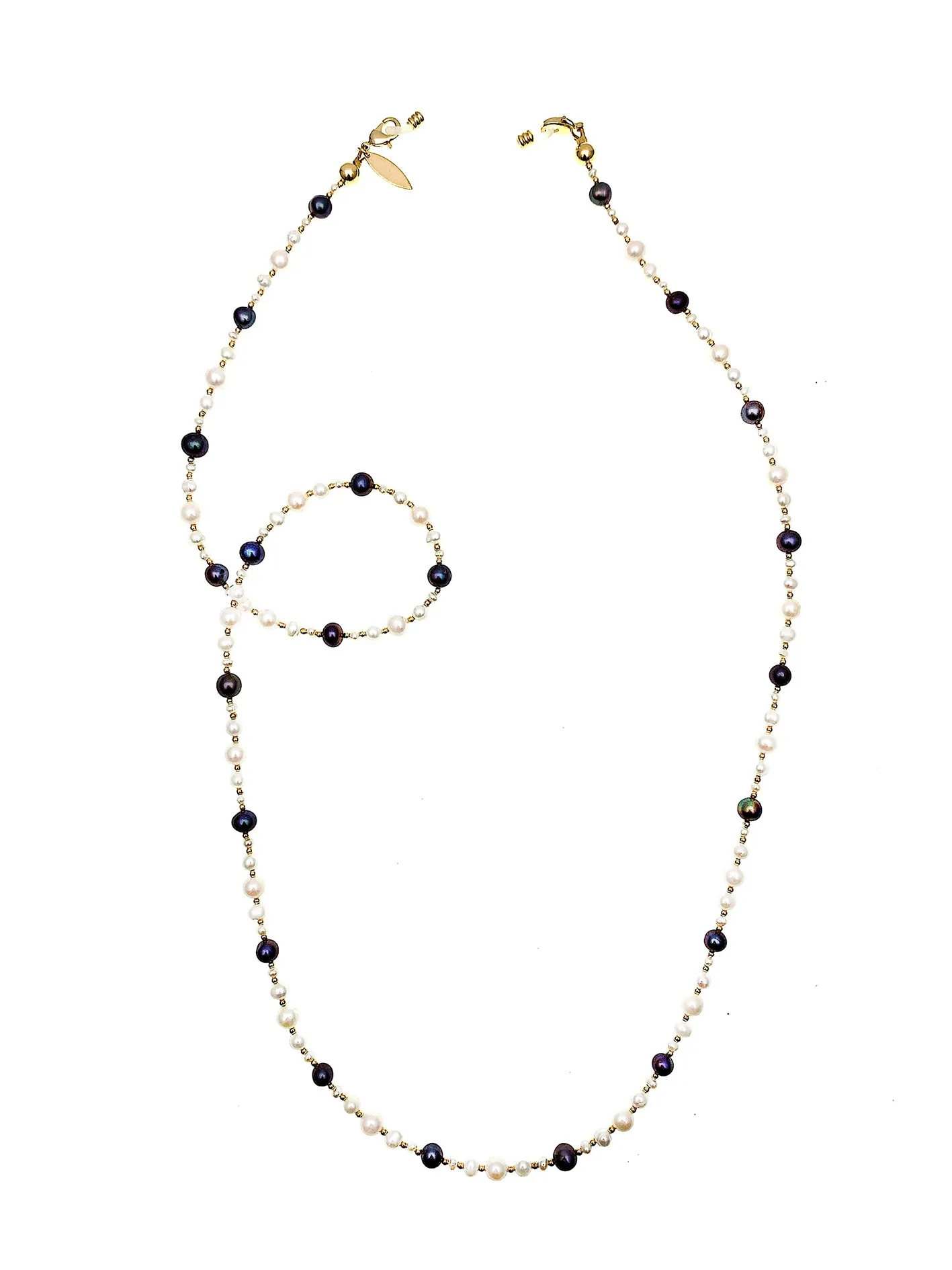 Freshwater Pearls Black Pearls Glasses Chain FN020