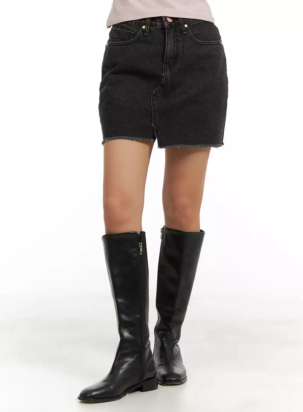 Front Slit Denim Mini Skirt CA415 - Search Results: Shop Now