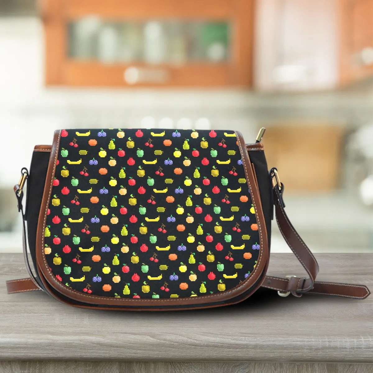 Fruit Saddle Bag with Bitmap Design