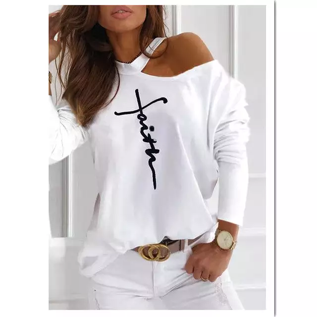 Funny Letter Printed T-shirt - Round Neck Fashion Top