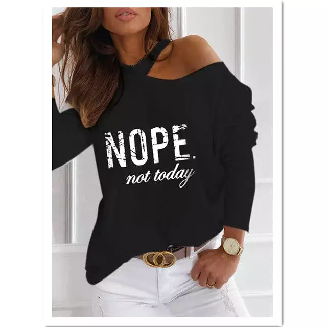 Funny Letter Printed T-shirt - Round Neck Fashion Top