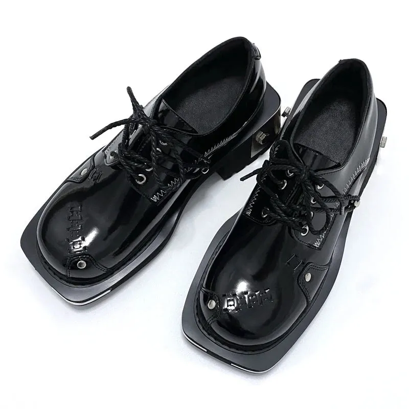 Genuine Leather Women's Punk Style Lace-up Thick-Soled Casual Shoes