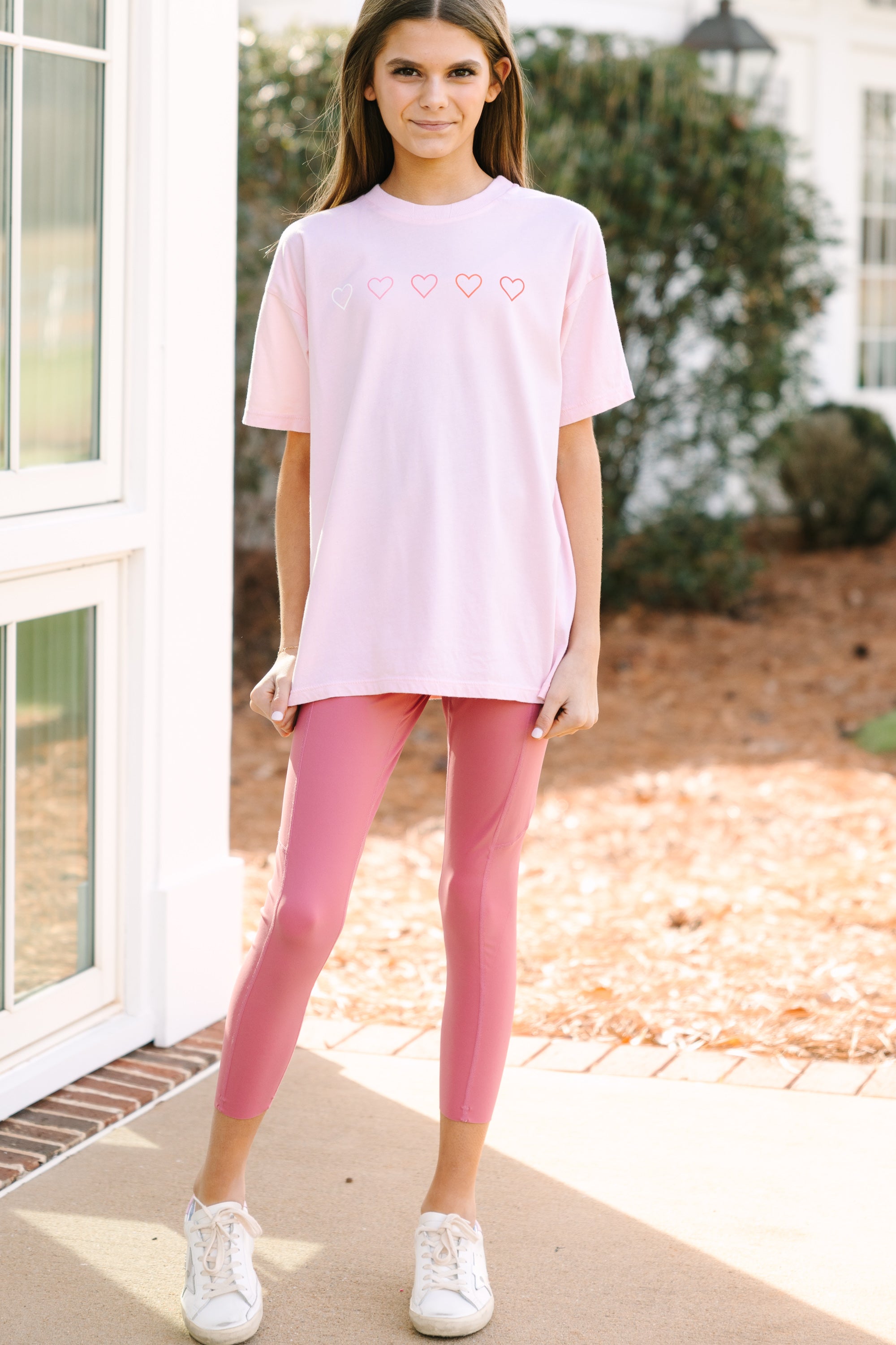 Girls: Blush Pink Oversized Graphic Tee